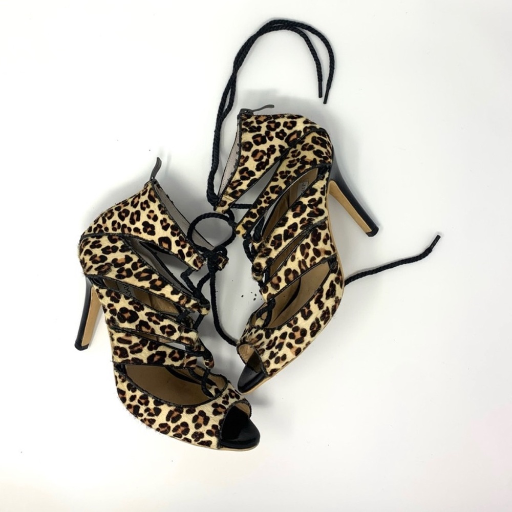 Lace Up Animal Print Heels